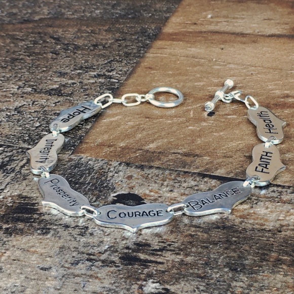 Sterling Silver Inspirational Heart Bracelet 8” - Picture 5 of 7